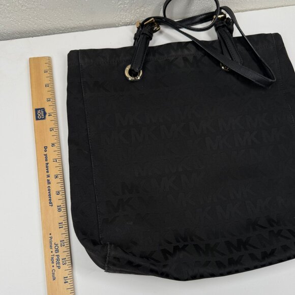 MICHAEL Michael Kors Jet Set Tote Black Monogram Nylon with Leather Straps - Picture 9 of 10